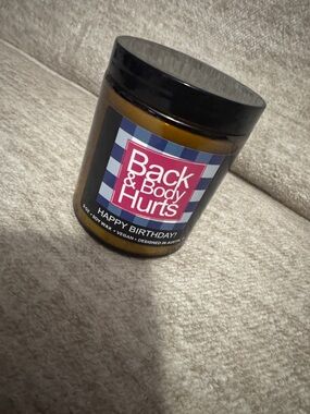 BACK AND BODY HURTS , Happy Birthday 9oz Candle - Brown Glass, Black Lid